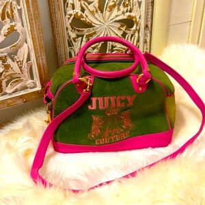 Vintage Y2K Authentic Juicy Couture Pink and Green Dog Carrier & Bag 🩷